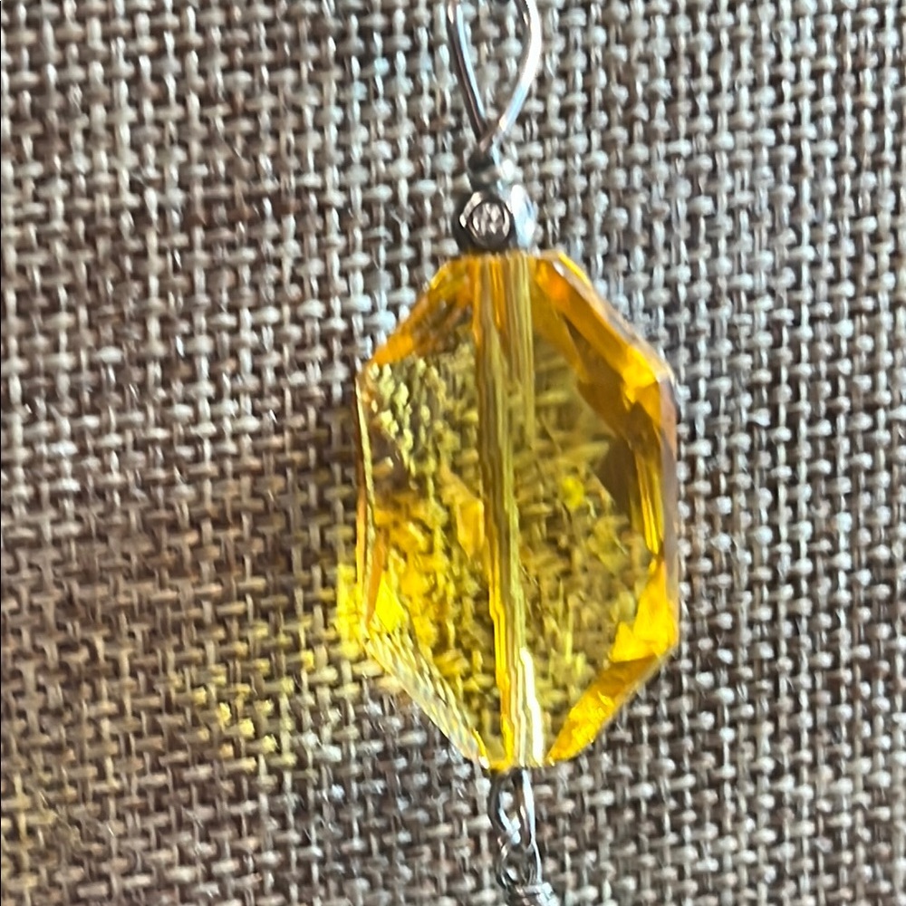 Unique Silver Necklace with Yellow and Turquoise Accents - Picture 4 of 10